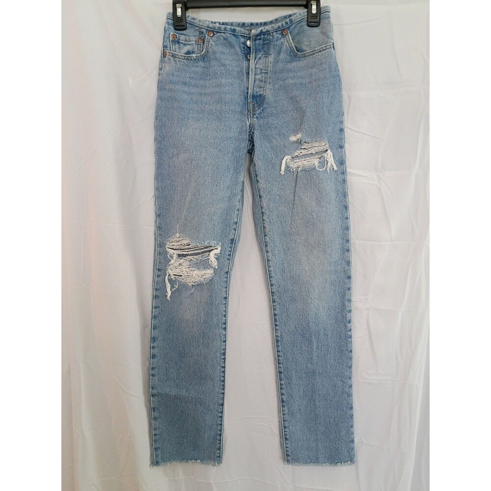 Levi's 501 Ripped High Waist Straight Leg Jeans